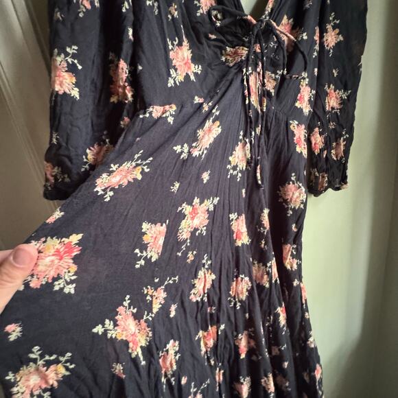 Free People Sea Glass Midi Dress Sweetheart Neckline Handkerchief Hem Boho - Picture 10 of 11